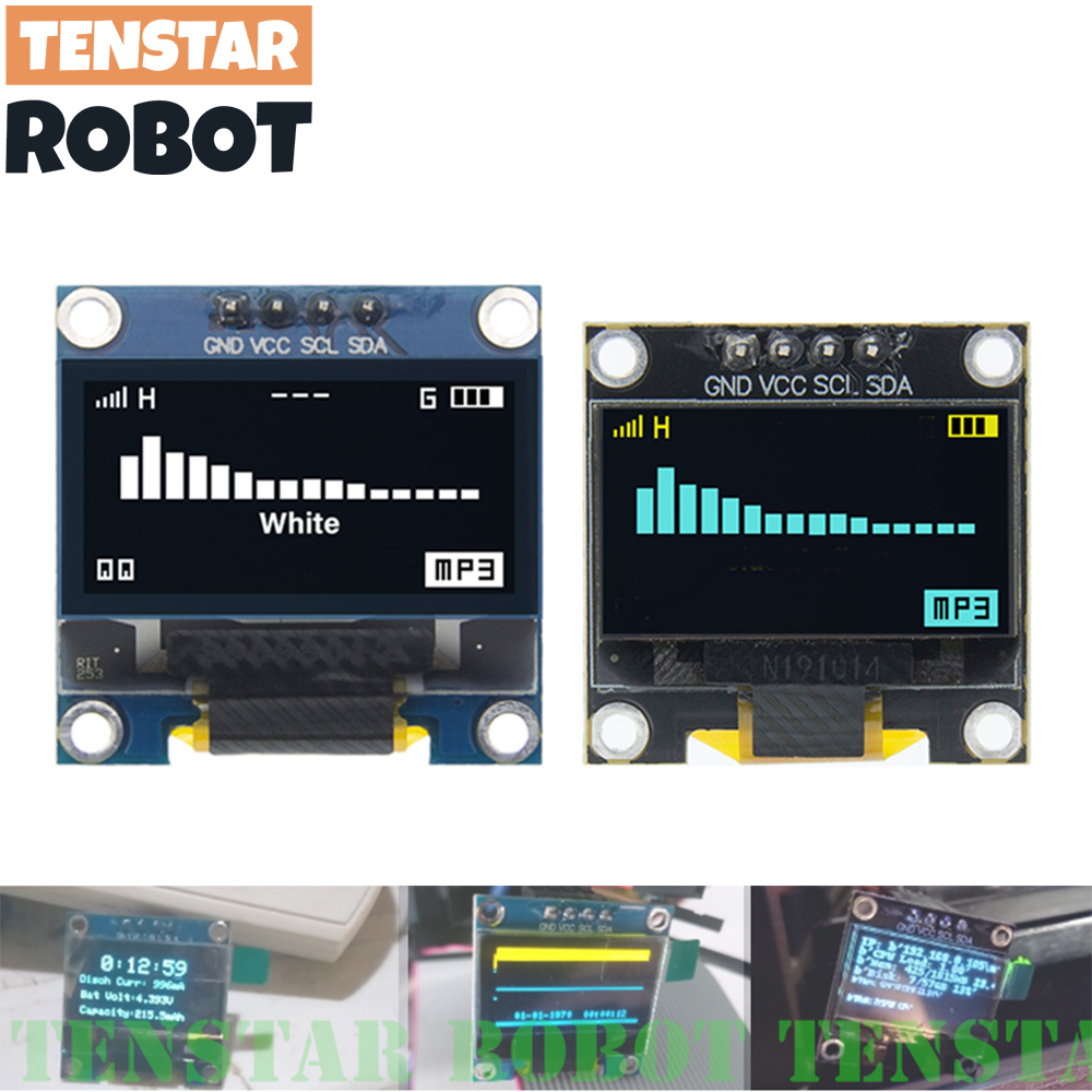 Ssd1306 - TENSTAR 0,96 cala OLED SSD1306 biały/niebieski/żółty