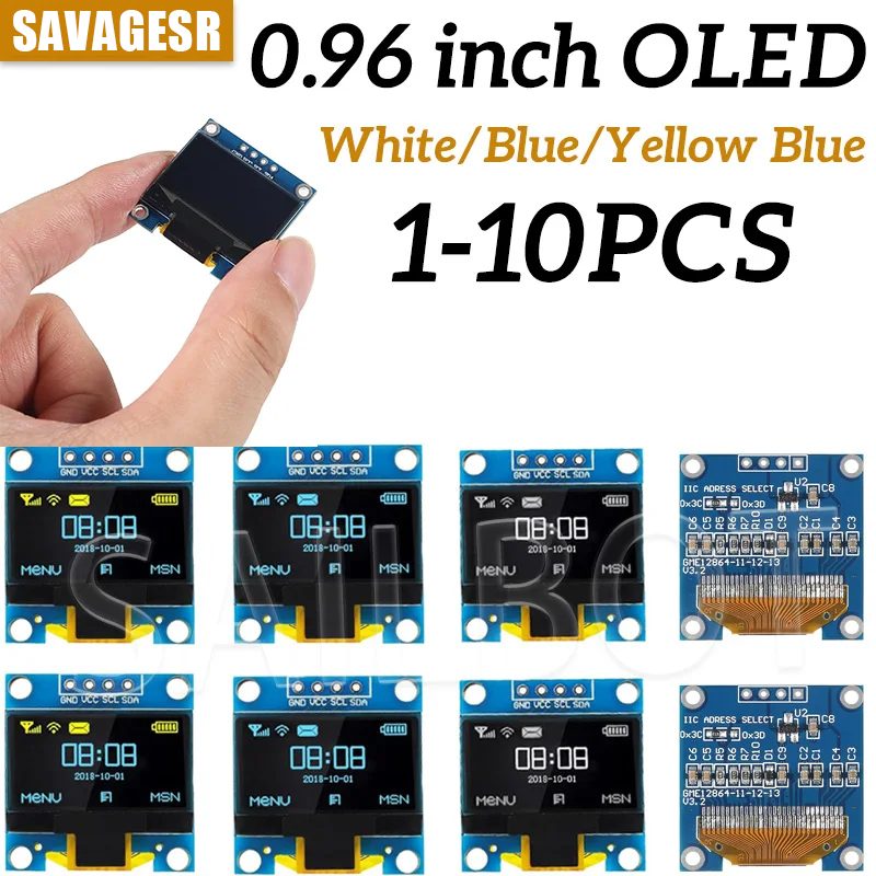 Ssd1306 - 1-10 SZTUK Moduł wyświetlacza OLED 0,96