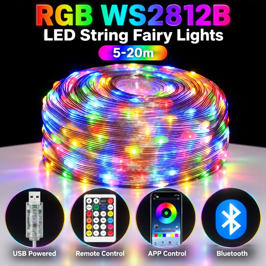 5-20m WS2812B RGB LED Lampki D – Ws2812B Strip 5V recenzja i cena