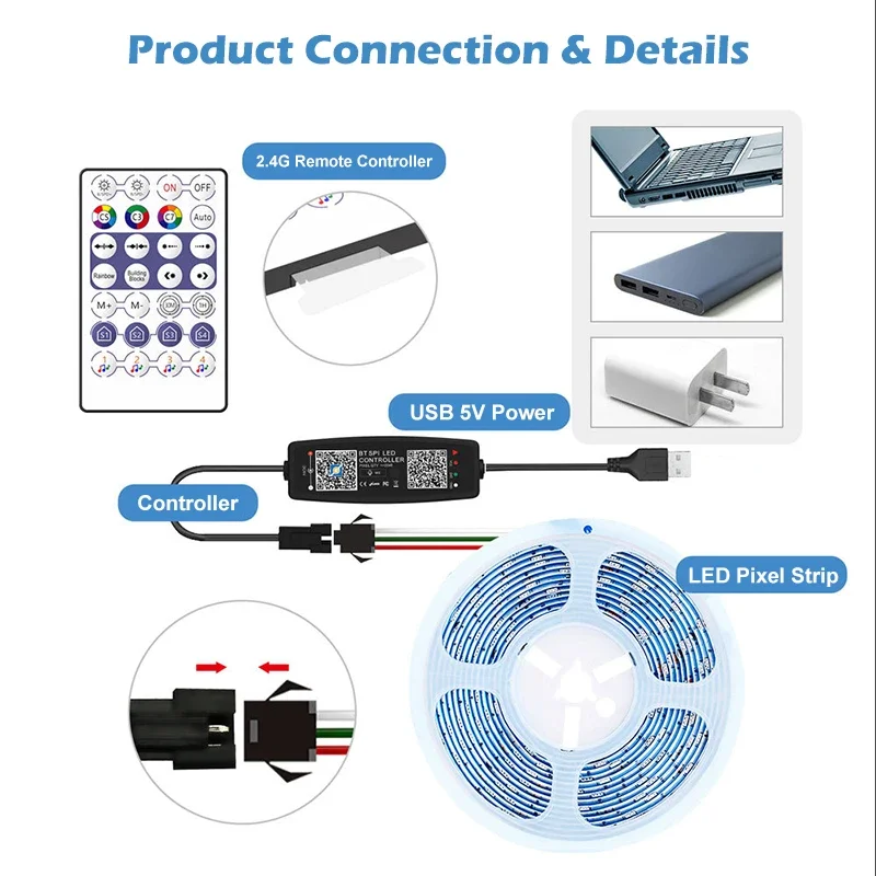WS2812B Kontroler Bluetooth Mu – Ws2812B Strip 5V recenzja i cena